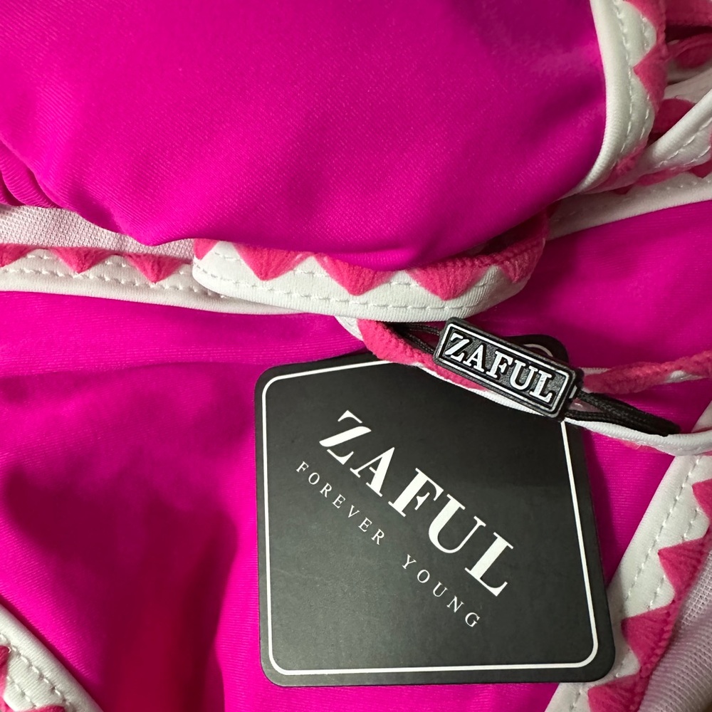 ZAFUL Women's Triangle String Bikini Tie Side Whip Stitch Hot Pink S NWT - Picture 7 of 7